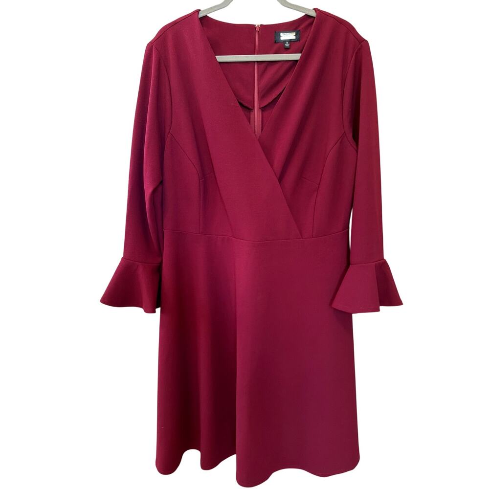 Alexia Admor Shift Dress Women's Size XL 1X Flare Sleeves Burgandy Chic Wedding